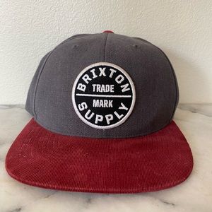 Brixton Supply Gray and Burgundy SnapBack Hat